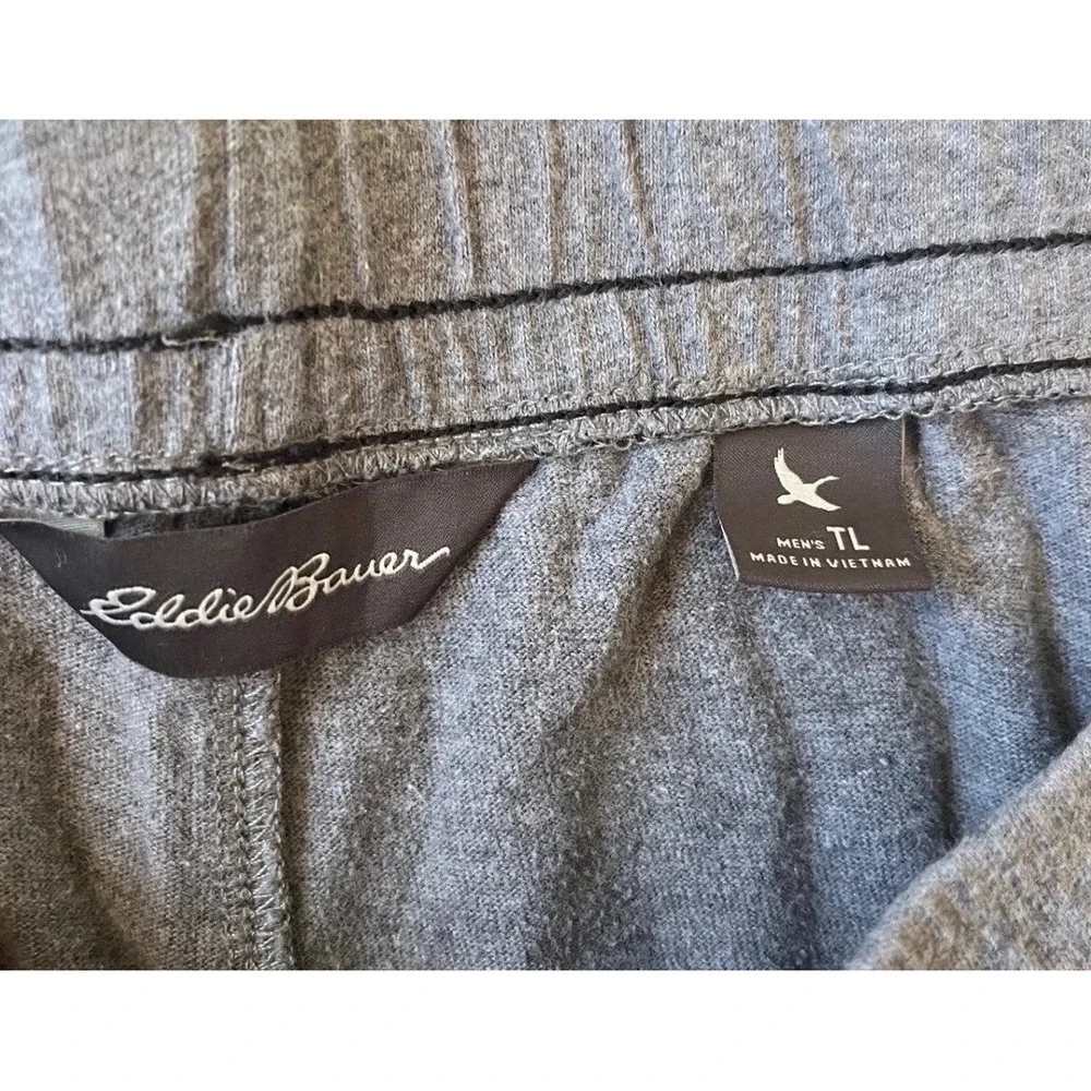 Eddie Bauer Mens TL Tall Gray Cotton Lounge Pajama Pants Drawstring Pockets